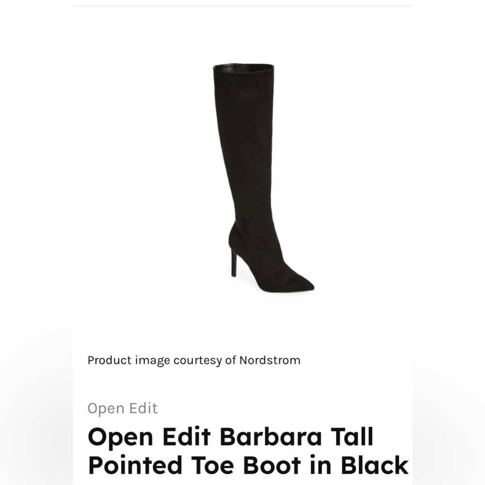 Open Edit Barbara Tall Pointed Toe Boot in Black